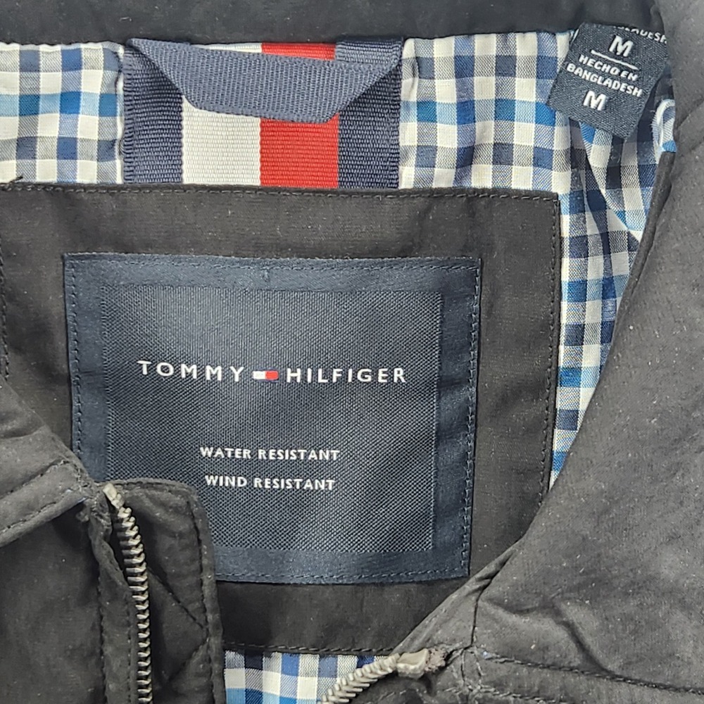Tommy Hilfiger NWT Mens Med. Water Resistant Windbreaker Jacket Black 155SK350 - Picture 3 of 12